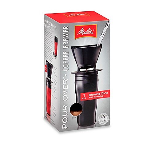Click Here to See More Images Melitta Pour-Over Coffee Brewer with Travel Mug in Black 16 oz
