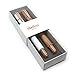 Creoly Rose Gold and White Cute Rollerball Pen Gift Set for Women - Aesthetic Writing Pen Set with Black Ink, by Elmina