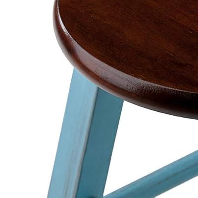 Winsome Wood Ivy model name Stool 13.4 x 13.4 x 24.2" Rustic Light Blue/Walnut 41CoMpjSOPL
