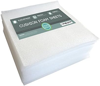 Cushion Foam Sheets 12" X 12" (50 Count), Packing Cushioning Supplies for Moving, Shipping, Mailing, Safely Wrap Dishes, Wine Glasses, China, and Furniture, Protecting Fragile Items, (Pack of 50) (50)