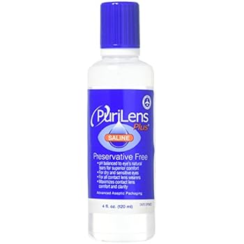 PuriLens Plus Preservative Free Saline 4 Fl Oz bottles, Pack of 12