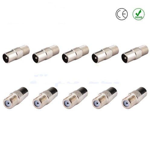 10x Coaxial F Female to TV PAL Male Adapter for ATSC TV CableCard Tuner Antenna - Thumbnail 2