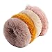 SBYURE 4 Pieces Hair Scrunchies Rabbit Faux Fur Fluffy Ponytail Holder Pompom Ball Scrunchie Hair for Women ,Pink khaki beige yellow