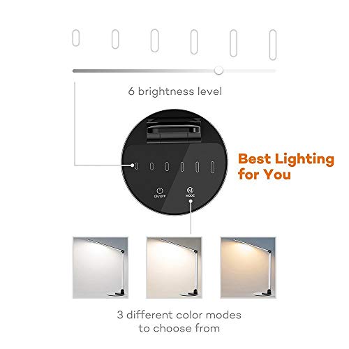 image for TaoTronics Aluminum Alloy Dimmable LED Desk Lamp with USB Charging Por