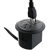 Power Tap Grommet Easy Plug with Cable Management Slot | 2 USB Power Center for Computer or Office Desk / Sofa / Table | Easy to Install (2 US Plugs &amp; 2 USB)