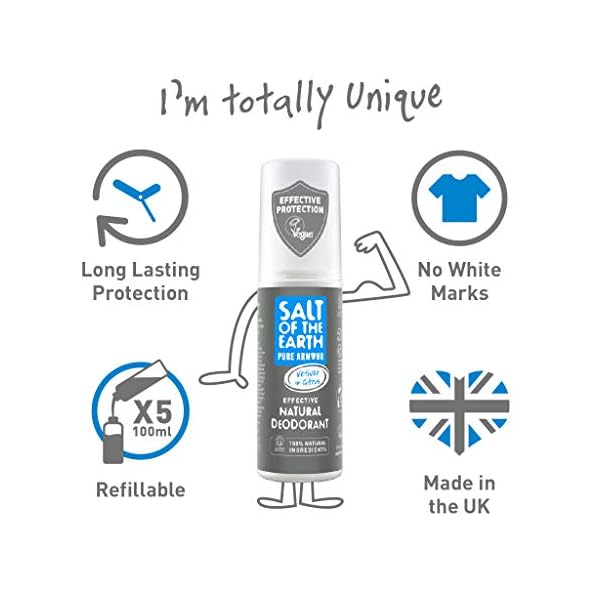 Natural Deodorant Spray for Men by Salt of the Earth, Pure Armour - Vegan, Long Lasting Protection, Leaping Bunny…