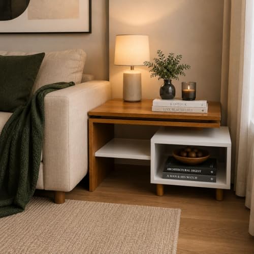 Mesa de Centro Lima multiuso para Sala de Estar com Nicho Organizador e Prateleira Decorativa – Design Moderno e Funcional.