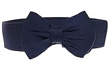 SportsWell Women's Fashionable Bowknot Wide Belt Girls Lady Stretch Cinch Dress Waistband Navy