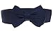 SportsWell Women's Fashionable Bowknot Wide Belt Girls Lady Stretch Cinch Dress Waistband Navy