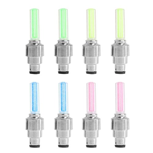 NNDA CO 2Pcs Bike Lights Bicycle Tyre Tire Valve Caps Wheel Spokes LED Light 4 Color