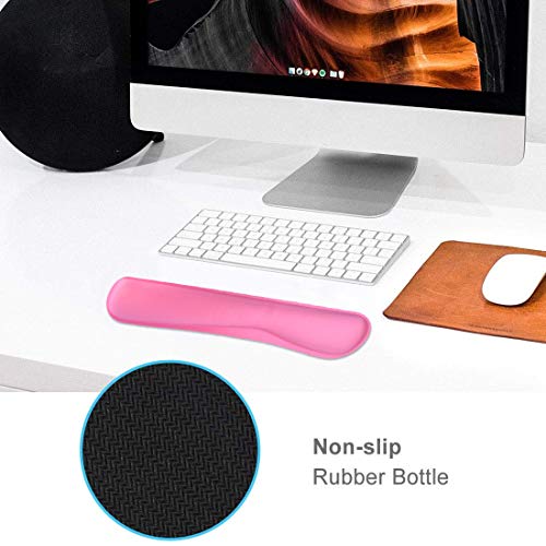 Keyboard Wrist Rest Pad Mouse Pad, Memory Foam, Rest Pads Sets for Comfortable Typing & Wrist Pain Relief, Anti-Slip Rubber Base (Pink)