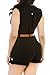 HOTAPEI Women Black V Neck Wrap Buckle Up Sleeveless Romper with Belt Medium