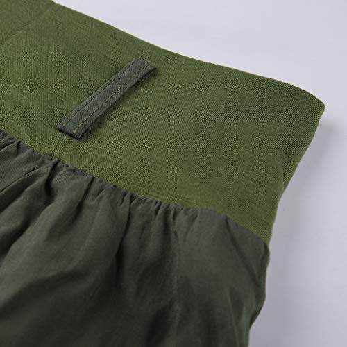 CCatyam Plus Size Yoga Pants for Women, Wide Leg Harem Pocket Trousers Printed Loose Fashion Army Green