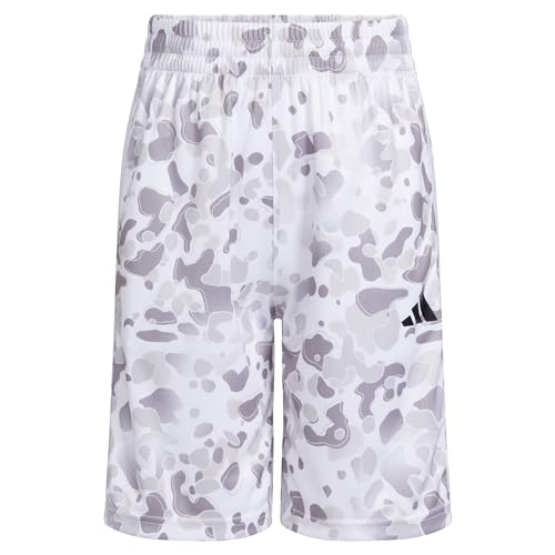 adidas Boys' AEROREADY® Elastic Waistband Camo Shorts, White/Grey, 7