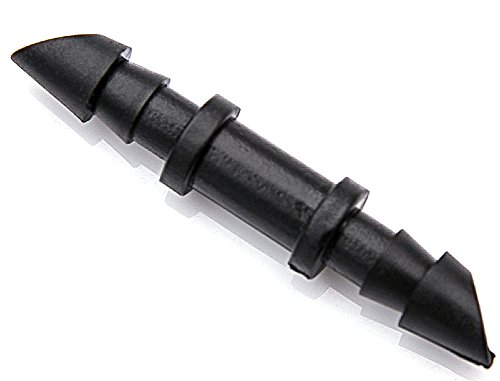 Mini Skater 5mm (Dia) Double Barbed Hard Plastic Water Hose Straight Connector Fitting, Micro Drip Irrigation Systems Quick Connect Hose Sprinkler Adapters Fit for All Size of 4/7mm Tube(Black,50PCS)