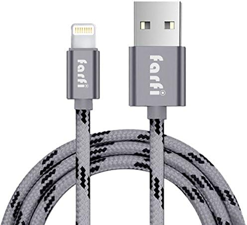 Farfi 3ft Nylon Braided Sync Lightning to USB Cable for Apple iPhone 8 / 8 plus / X / iPhone 7 / 7 plus / 6 / 6s / 6 plus / 6s plus, iPhone 5 / 5s / 5c, iPad, iPod and More
