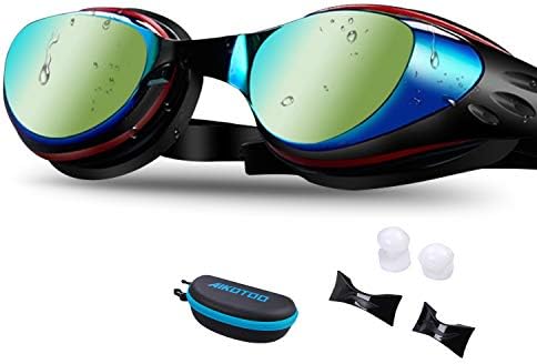 AIKOTOO Swim Goggles,Shortsighted Swimming Goggles Myopic with Prescription Lenses Anti Fog Nose Clip Ear Plugs for Women Kids Men, Swimming Goggles…