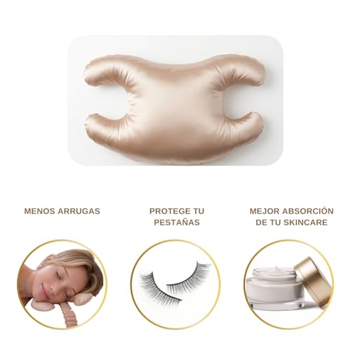 L' UNĒ NightSkin™ Almohada Antiarrugas Facial Portátil – Almohada Dormir de Lado – Topper de Satén Suave –Almohada Mariposa – Almohada Pequeña Viaje – Reduce la Compresión del Rostro