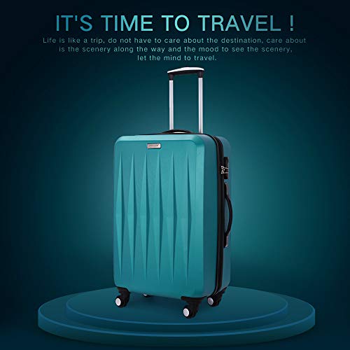 Luggage 3 Piece set ABS Hardshell with Spinner Durable and Lightweight 3 PC Suitcase sets 20 24 28 inch, Free Backpack Inside (Green 2)
