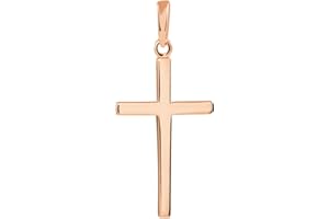 Jewelry America 14k Solid Rose Gold Classic Plain Religious Cross Pendant
