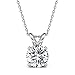 AllenCOCO 14K Gold Plated 2.0 Carat (D Color, VVS Clarity) Simulated Diamond CZ Solitaire Silver Pendant Necklace 16