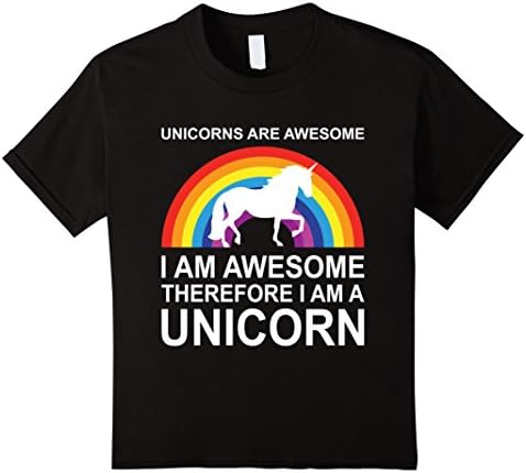 unisex-child Crew Neck T-shirt| Unicorn Awsome 12 Black