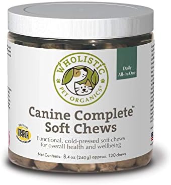 Wholistic Pet Organics Canine Complete: Dog Multivitamin Soft Chews for Total Body Health – Dog Supplement with Vitamins, Minerals, Prebiotics, Probiotics, Antioxidants and More