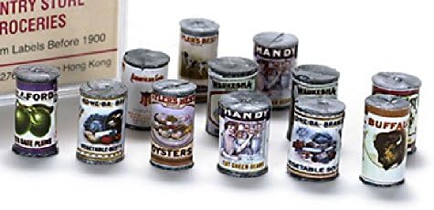Dollhouse Miniature "Cans" of Food, Old Fashioned Labels, Pkg of 24