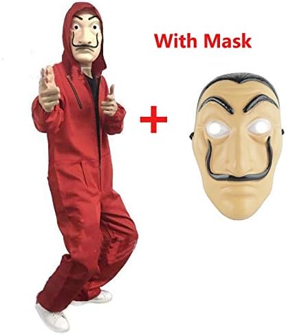 Macxy - Cosplay Costume La Casa De Papel Face Fancy Party Halloween Costume For Kids Adult Women and Men [ XS With Mask ]