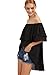 SheIn Women's Sexy Off Shoulder Chiffon Boho Ruffle Sleeve Blouse Large Black