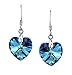 LUVAMI Vitrail Medium Multi Color Crystal Heart Drop Dangle French Hook Earrings (Blue)