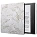 MoKo Case Fits All-New Kindle Oasis (9th and 10th Generation ONLY, 2017 and 2019 Release), Slim Fit Premium PU Leather Protective Cover with Auto Wake/Sleep - Light Gray Marble