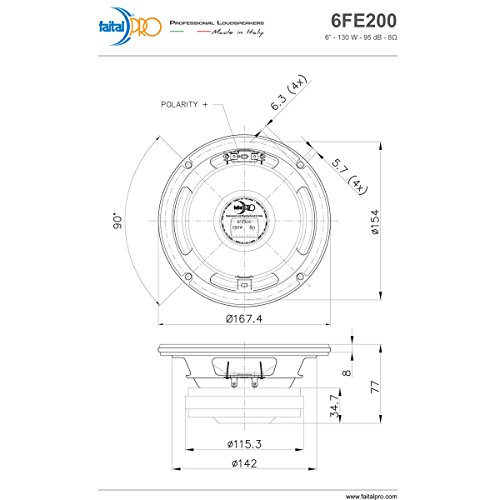 Pair Faital PRO 6FE200 6.5" Midrange Woofer Voice Speaker 8 ohm 260W 95dB 1.5VC