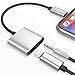 Headphone Adapter for iPhone X/XS/XS MAX/XR/8/ 8Plus/ 7/7 Plus Headset Adaptor Splitter Earphone Connector Convertor 2 in 1 Dongle Cable Accessories Cables Charge Music Wire Control iOS System(Sliver）