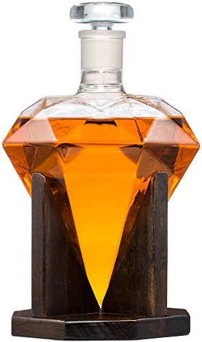 Diamond Shaped Whiskey Decanter - 33 Oz Scotch Decanter - Artfully Crafted Decanter For Wine, Brandy, Bourbon, Tequila, Liquor, Juice, Water- Glass Decanter With Ground Glass Stopper By Ultimate Touch