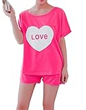 MyFav Pajama Set Big Girls Comfy PJS Lovely Heart Shape Printed Sleepwear Nighty