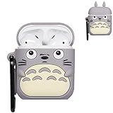 Logee Totoro Cat Case for Apple Airpods 1 & 2 Charging Case,Cute Silicone 3D Cartoon Airpod Cover,Soft Protective Accessories Kits Skin with Carabiner,Character Cases for Kids Teens Girls(Airpods)