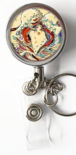 Luiy - Wave - Retractable ID Card Badge &amp; Key Reel, Custom Name Tag Badge Holder, Belt Clip, Metal