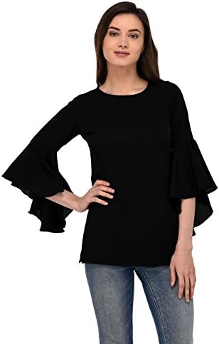 The Bebo Women's Crepe Bell Sleeve Straight Top