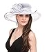 SAFERIN Women's Organza Church Kentucky Derby Fascinator Bridal Tea Party Wedding Hat (YW-White Black Line)