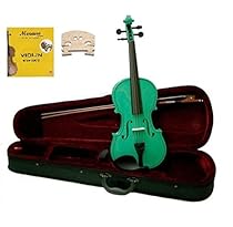 Merano MV300GR 4/4 Full Size Green Violin with Case and Bow+Extra Set of String, Extra Bridge, Rosin
