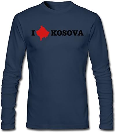 chunjinzhijia Men Graphic T Shirt I Love Kosova Printed Navy XL
