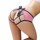 Goddessvan Women Sexy Open Crotch Panties Nylon Babydoll G-String Lingerie (Free Size, Pink)