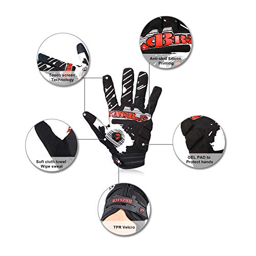 BRZSACR Mountain Bike Riding Gloves Road Racing Cycling Gloves Touch Recognition Skull Bones Design Riding Motorcycle Riding Mountaineering Gardening Gloves(Black, L) - Thumbnail 3