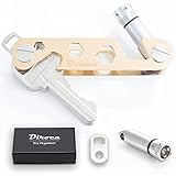 Key Organizer - Smart & Compact Key Holder | 2 - 24 Keys | 5 in 1 Multitool: Keychain, LED Light, Bottle Opener, Mini Wrench & Smartphone Stand + Key Loop & Expansion Pack (Gold)