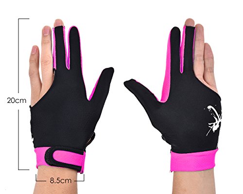 Ace Select Billiard Pool Cue Glove 1 Piece, 3 Fingers Elastic Lycra Stretchable Snooker Glove - Pink - Thumbnail 2