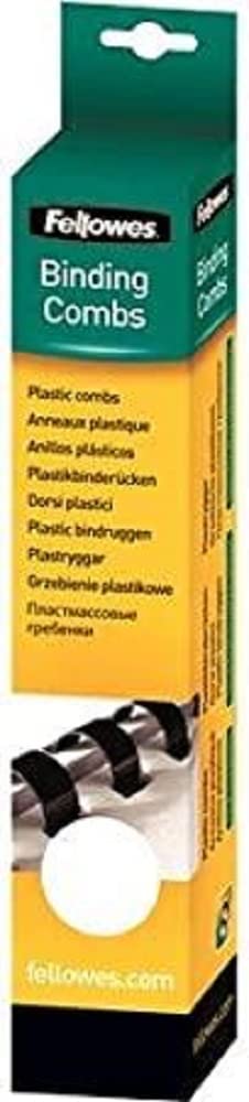 Fellowes A4 8mm Binding Combs for Comb Binding Machine - 21 Ring, 21 - 40 Sheet Binding Capacity - Pack of 25 - White