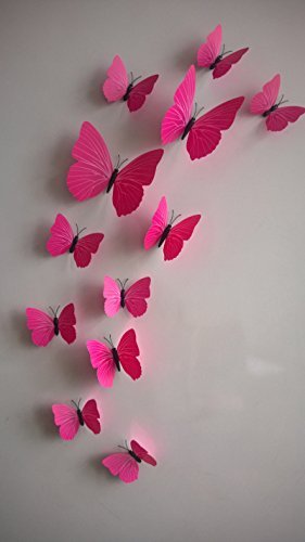 Download Witkey 12pcs 3d Color Butterfly Wall Stickers With Adhesive Art Decal Satin Paper Butterflies Home Diy Decor Removable Rose Pink Single Buy Online In Bosnia And Herzegovina At Bosnia Desertcart Com Productid 16544294