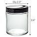 JUVITUS 4 oz Clear Thick Glass Straight Sided Jar With Black Smooth Lids (6 pack)