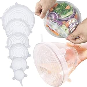 BOLLAER Siliconen Stretch Deksels, 6-Pack diverse maten Cover voor Bowl, Duurzaam en uitbreidbaar om verschillende…